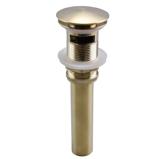 Pop up Drain for Bathroom Sink Vessel Vanity, Brushed Gold Solid Brass Assembly Replacement Kits Stopper, Flip Top, Overflow