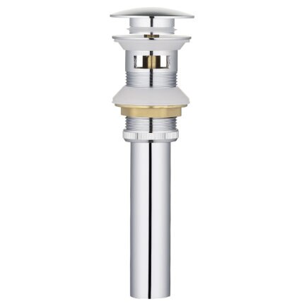 Pop up Drain for Bathroom Sink Vessel Vanity, Brushed Gold Solid Brass Assembly Replacement Kits Stopper, Flip Top, Overflow