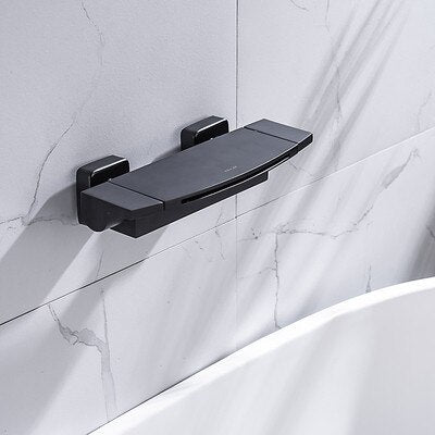 Rose Gold-Gold-Black-White-Chrome Wall Mounted Waterfall and Option Hand held Sprayer Bathtub Filler Set