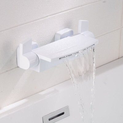 Rose Gold-Gold-Black-White-Chrome Wall Mounted Waterfall and Option Hand held Sprayer Bathtub Filler Set