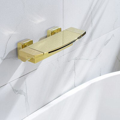 Rose Gold-Gold-Black-White-Chrome Wall Mounted Waterfall and Option Hand held Sprayer Bathtub Filler Set