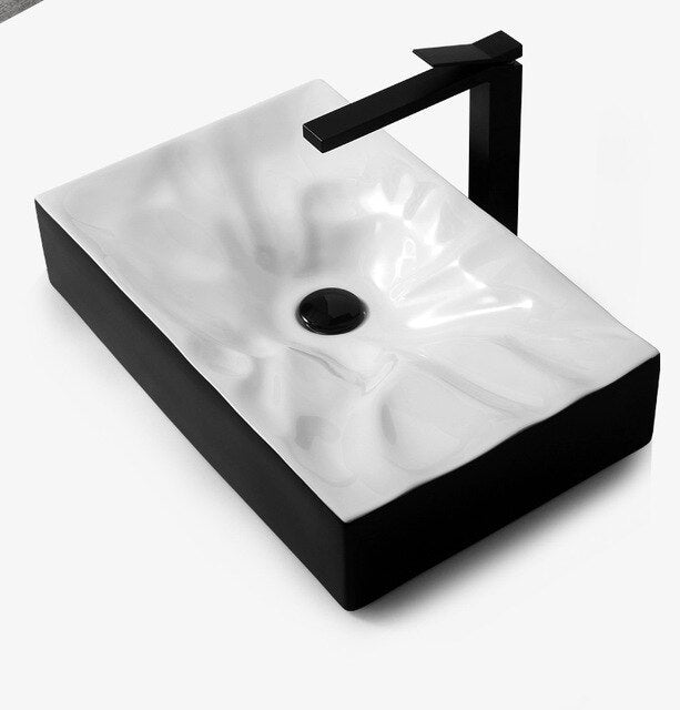 Nordic design black and two tone rectangular vessel sink