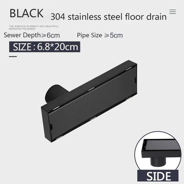 Off Set Black Linear Shower Drains left or right side drain