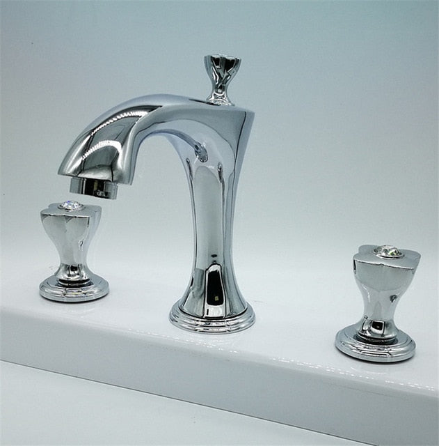 Grace- Crystal Diamonds 8 Inch Wide Spread Bathroom Faucet