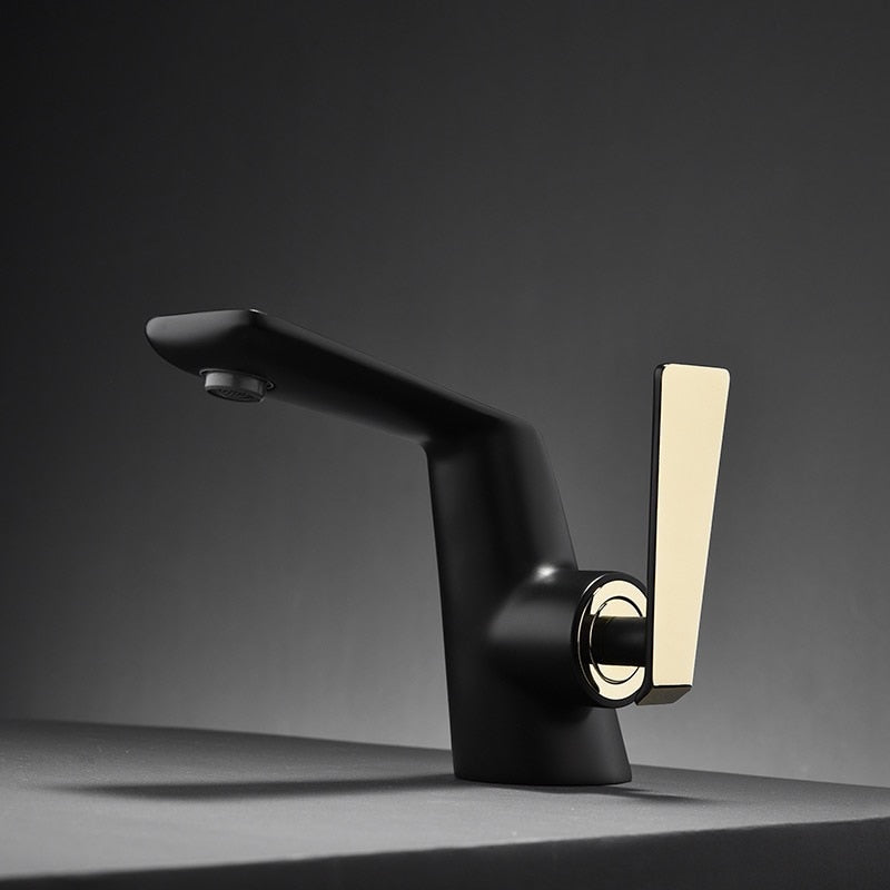 Nero-Oro Matte Black with gold polished single hole bathroom faucet