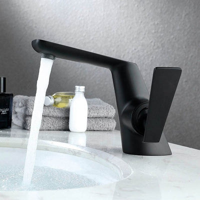 Nero-Oro Matte Black with gold polished single hole bathroom faucet