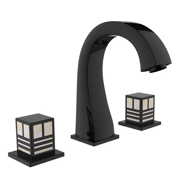 Madrid-Rose Gold -Black Square 8" Inch wide spread bathroom faucet