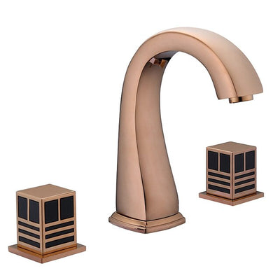 Madrid-Rose Gold -Black Square 8" Inch wide spread bathroom faucet