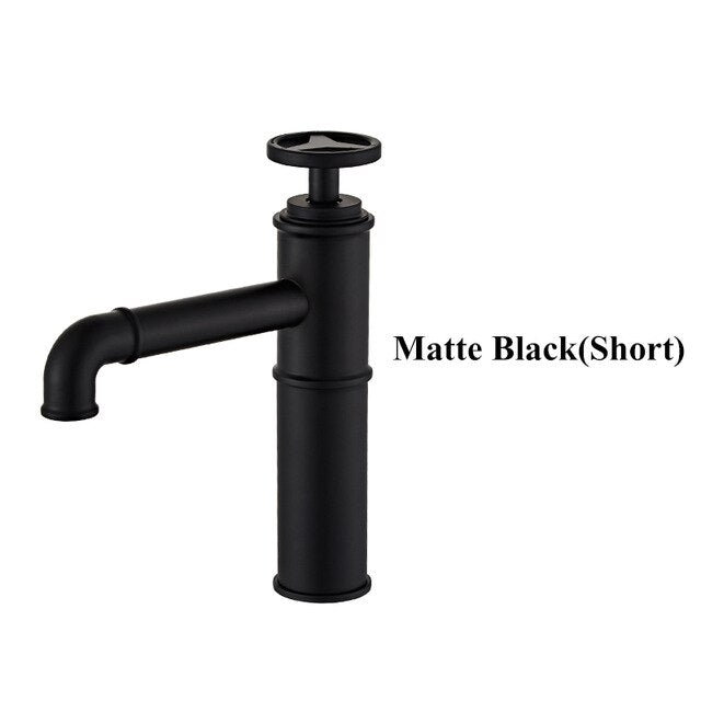 Black With Red Industrial Victoria Single Hole Tall and Short Bathroom Faucet