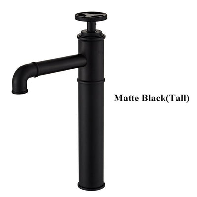 Black With Red Industrial Victoria Single Hole Tall and Short Bathroom Faucet