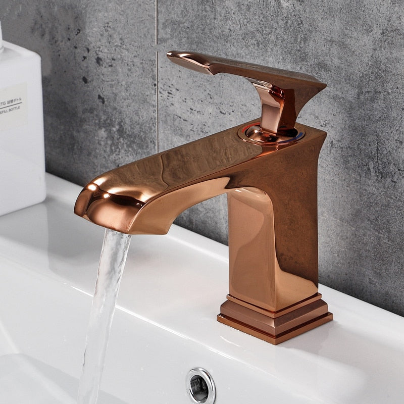 Paloma-Rose polished art deco single hole bathroom faucet