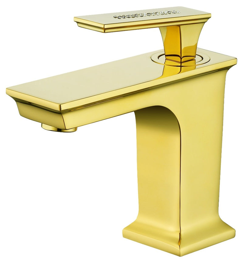 Gold with crystal diamonds single hole faucet