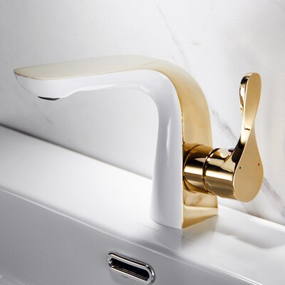 Liev-Gold with white two tone single hole bathroom faucet