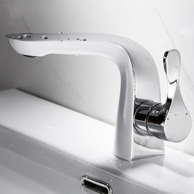 Liev-Gold with white two tone single hole bathroom faucet