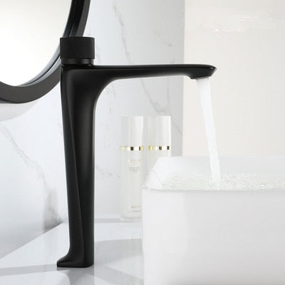 Gun grey metal single tall and short  hole bathroom faucet