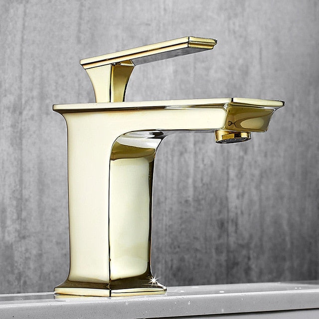 Mayer-Chrome-Rose Gold and Gold  Polished Single Hole Bathroom Faucet