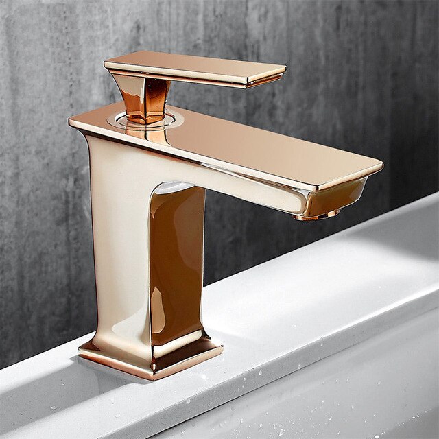 Rose Gold and Gold  Polished Single Hole Bathroom Faucet