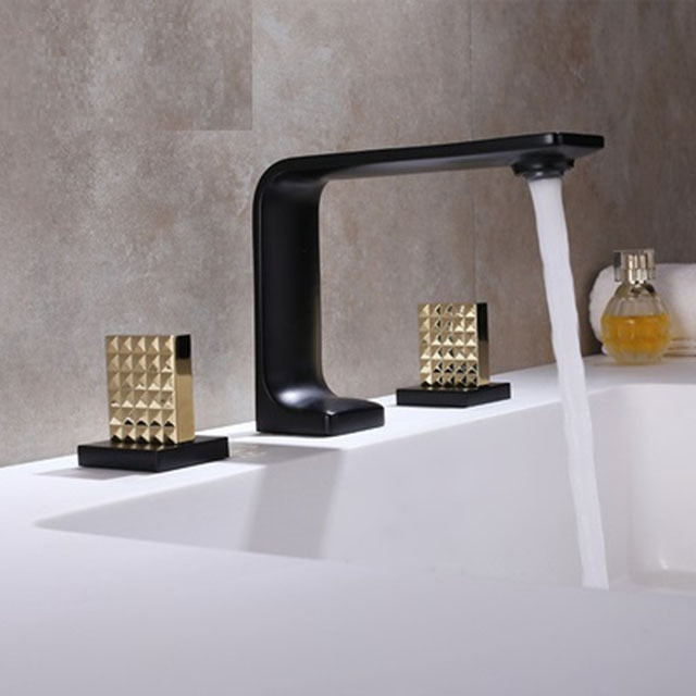 Cosmopolitan-Matte Black with Gold Two Tone 8" Inch Widespread Bathroom Faucet