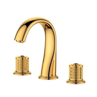 Gold polished-Rose gold two tone colors  8" Inches wide spread bathroom faucet