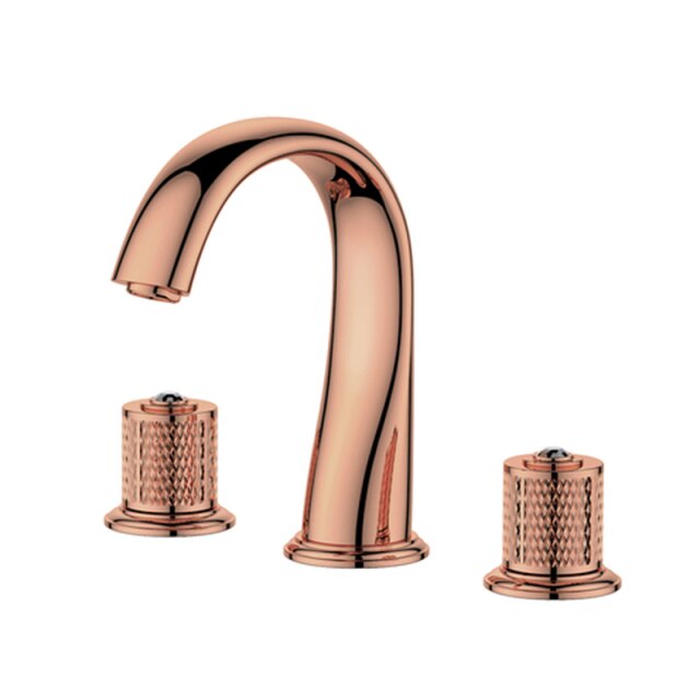 Gold polished-Rose gold two tone colors  8" Inches wide spread bathroom faucet