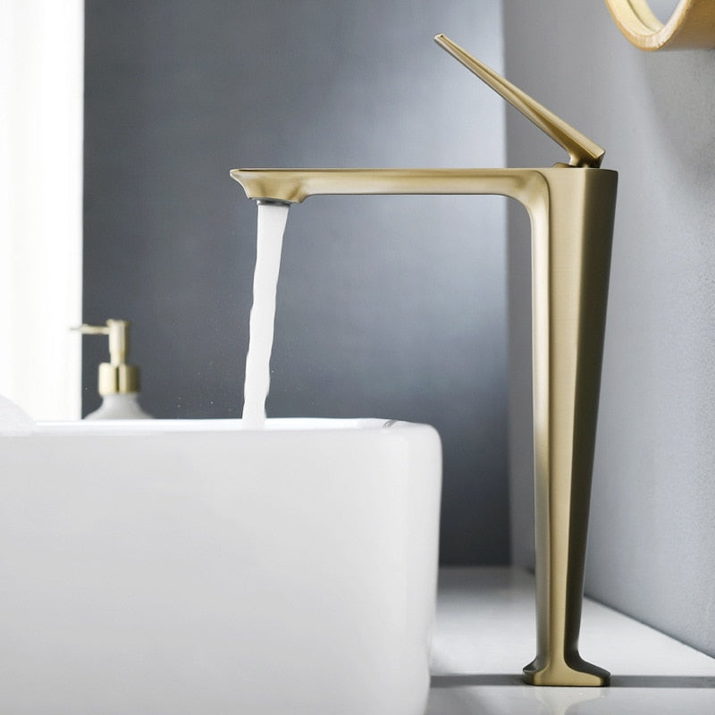 Rose Gold polished-brushed gold -Black-Gun Grey  tall vessel faucet and short single bathroom faucet