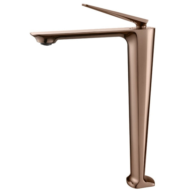Rose Gold polished-brushed gold -Black-Gun Grey  tall vessel faucet and short single bathroom faucet