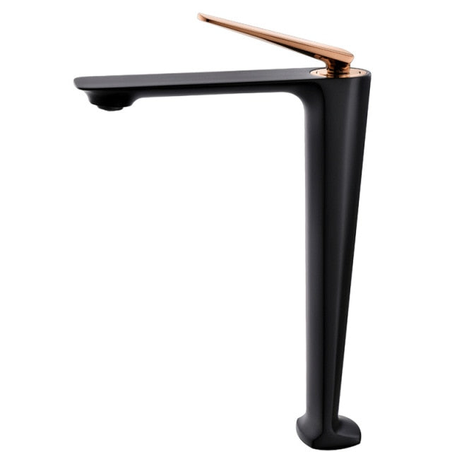Rose Gold polished-brushed gold -Black-Gun Grey  tall vessel faucet and short single bathroom faucet