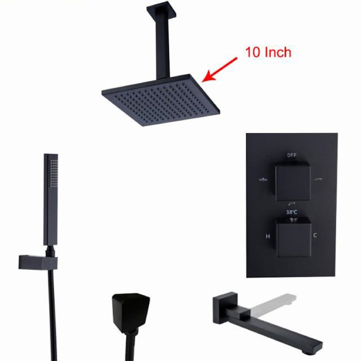 CSA Certified-Black Square 2 and 3 way function thermostatic shower kit
