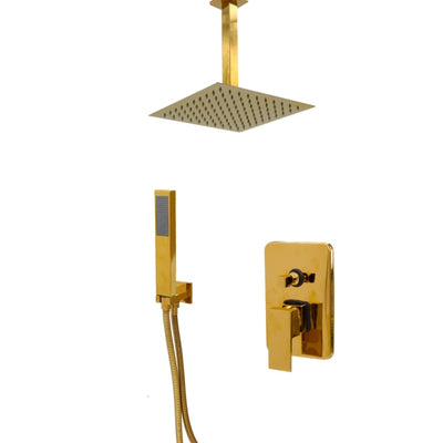 Gold Polished Square 2-3 way functions pressure balance shower kit