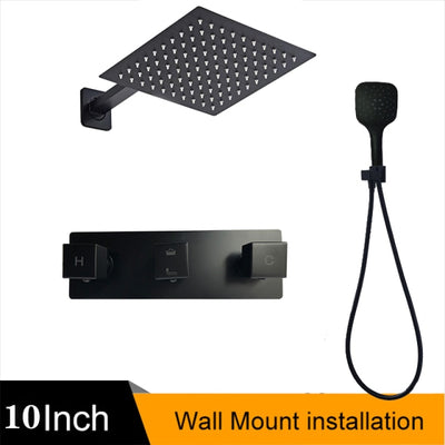 Black Matte Square 2 Way Shower Kit