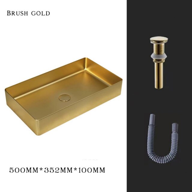 Brushed gold stainless steel vessel sink