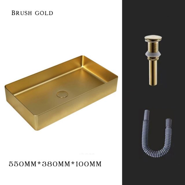 Brushed gold stainless steel vessel sink