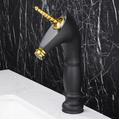 Tall an short Unicorn single hole bathroom faucet