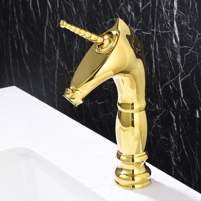 Tall an short Unicorn single hole bathroom faucet