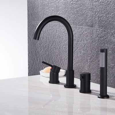 Black Gold -Brushed Gold-Black-Chrome with Black Deckmount Bathtub Filler Faucet