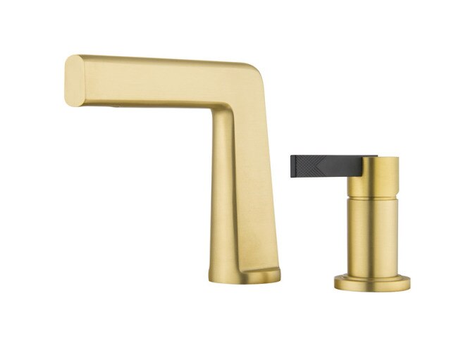 Black with brushed gold bathroom faucet