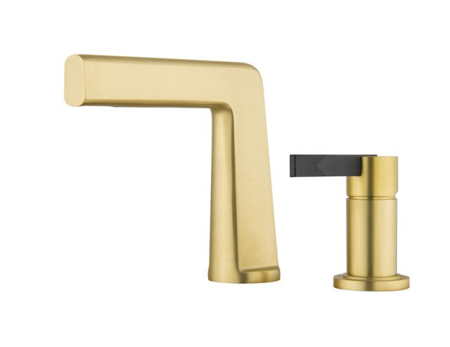 Black with brushed gold bathroom faucet
