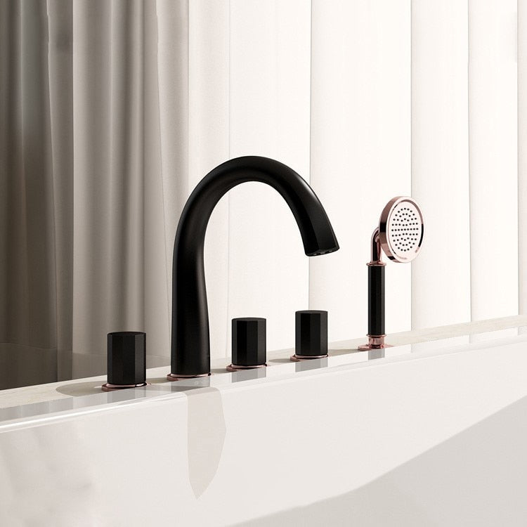 Futura-Black with rose gold- White polished with rose gold  deck mount tub filler faucet