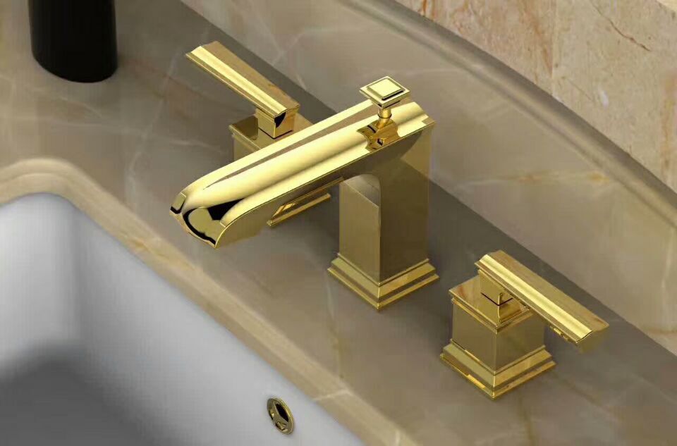 Gold Polished New PVD 8 " inch wide spread faucet