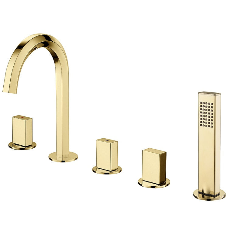 Barcelona Rose Gold- Gold Polished Deck MountBathtib Filler Faucet Set