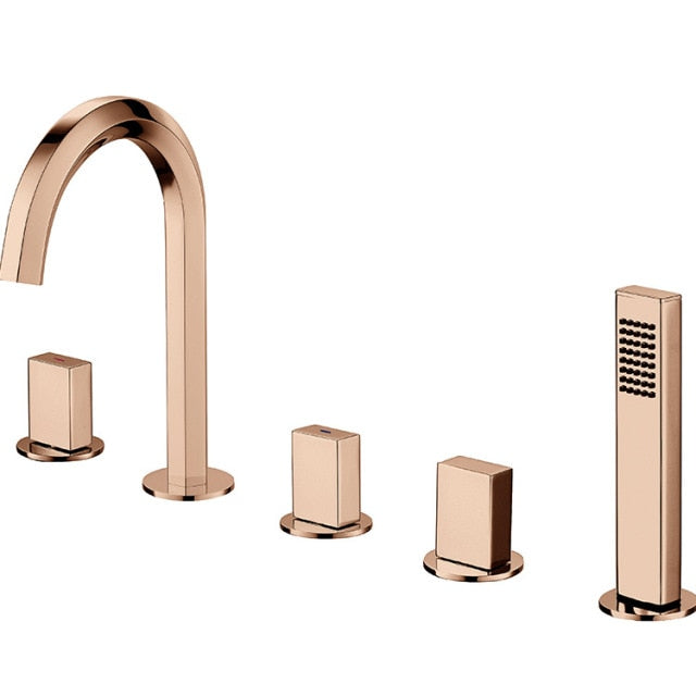 Barcelona Rose Gold- Gold Polished Deck MountBathtib Filler Faucet Set