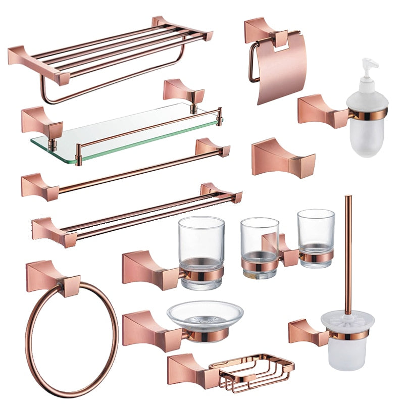 Rose Gold Polished-Square Bathroom Accessories