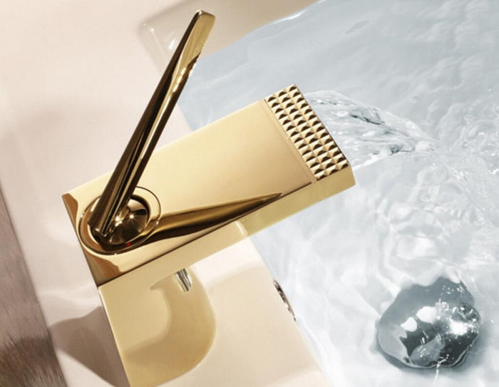 Gold polihsed-BLack with gold-Chrome Single Hole Bathroom Faucet