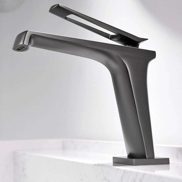 Brushed Gold- Black Matte-Grey -Chrome  Single Hole Bathroom Faucet