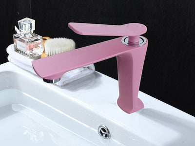 Pink Tall and short single hole bathroom faucet