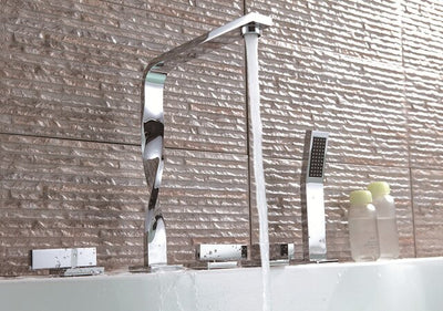 Twisted chrome deckmount bathtub filler faucets kit
