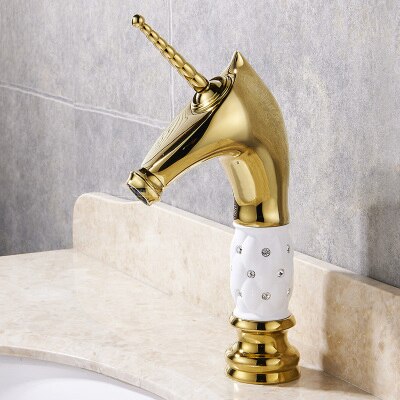 Unicorn Faucet tall and short in gold-blackand two tone colors