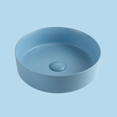 Color matte round vessel sink 14"
