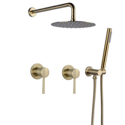 Brushed gold seperate 2 way function volume control shower system kit