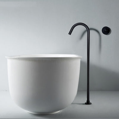 Black Matte -Brushed Gold Floor Freestanding Basin Pedestal Sink Faucet